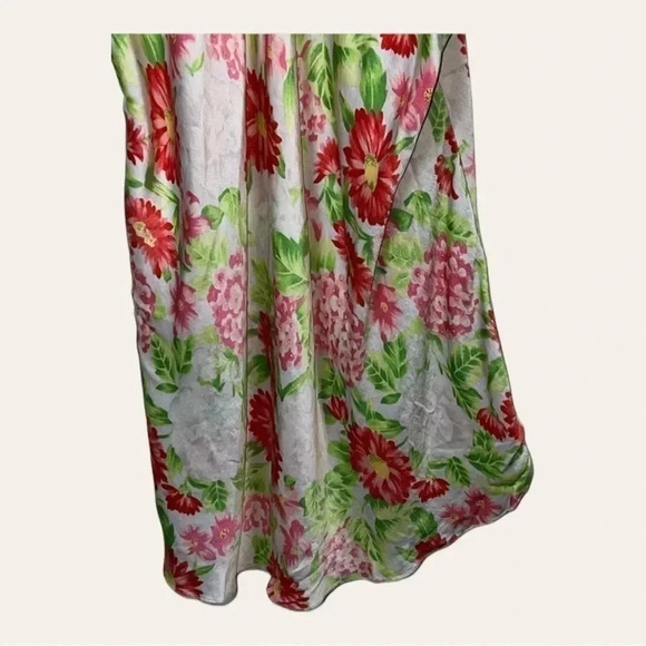 0283. FANTASIES BY MORGAN TAYLOR 100%‎ SILK NIGHTY FLORAL SPAGHETTI STRAPS SZ M - Picture 4 of 8